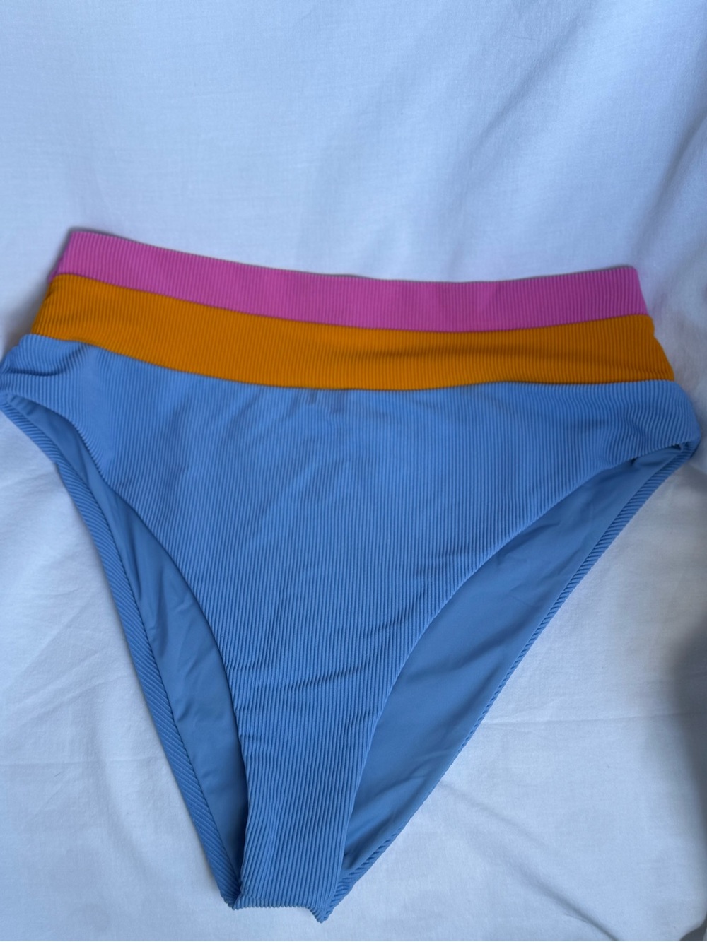 Beach Riot L Heidi Colorblock High-Waist Bikini Bottom - Purple, Orange, Pink